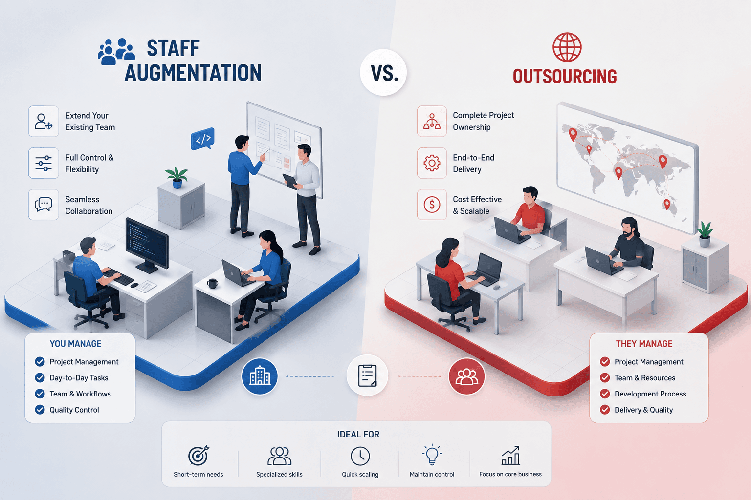 Software Development Team Augmentation vs Full Outsourcing: What's Better for Scaling Companies?